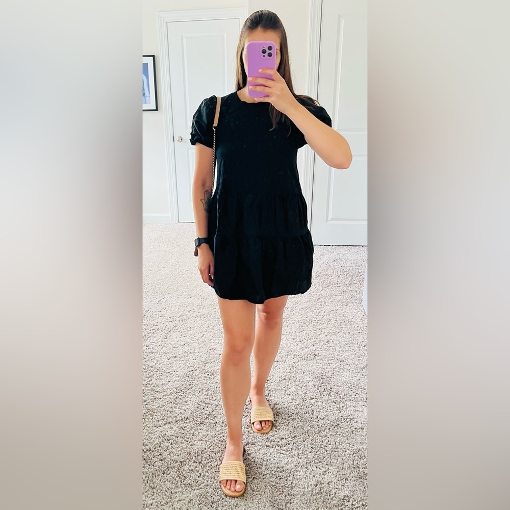 ✨🖤 Zara Black Puff Sleeve Dress – Size S, Chic & Timeless